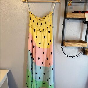 FARM Rio Colorful Polka Dot Midi Dress